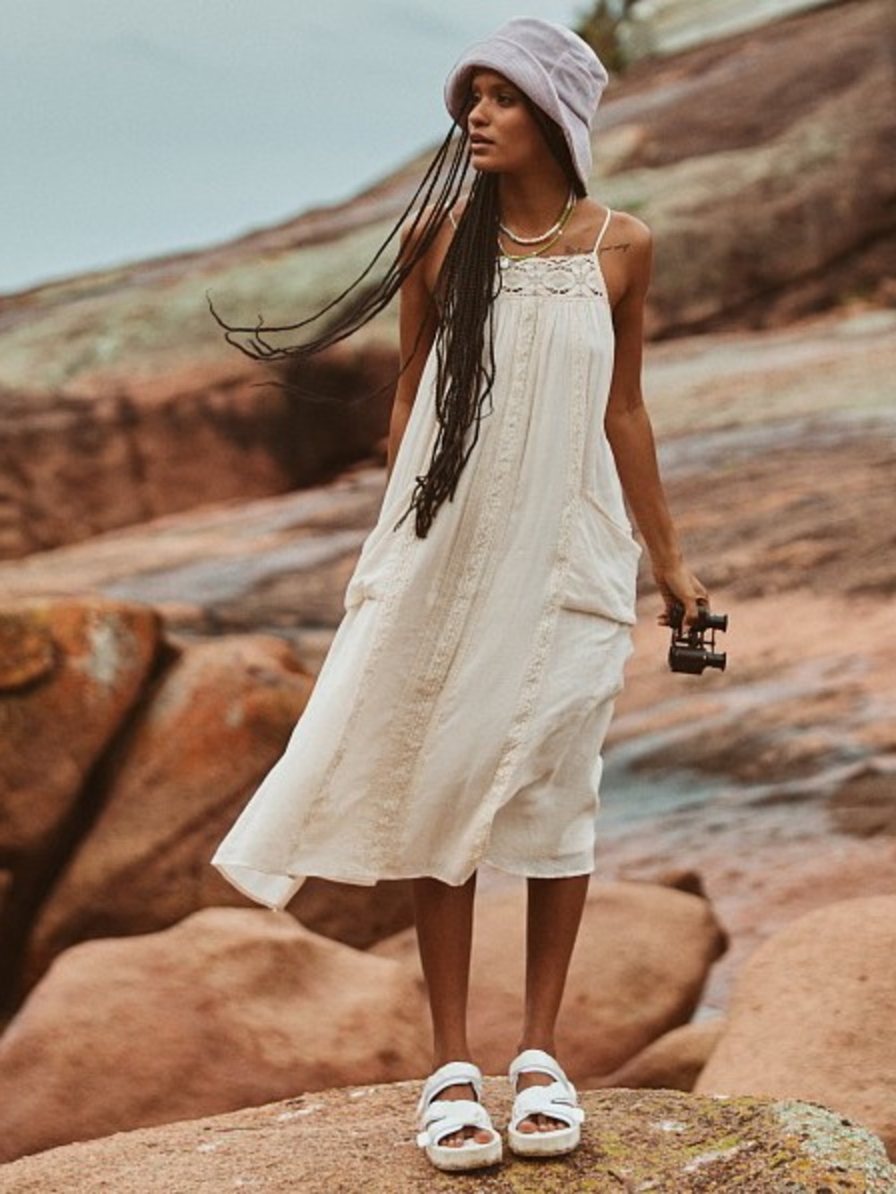 Spell Harmony Strappy Dress in Porcelain
